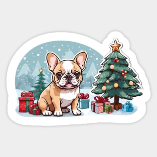 English bulldog at Christmas Sticker